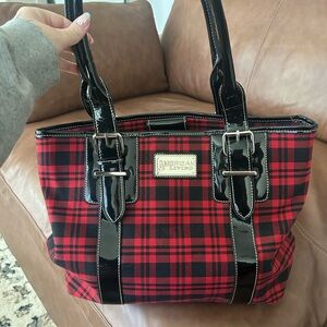 American Living Black and Red Plaid Shoulder Bag